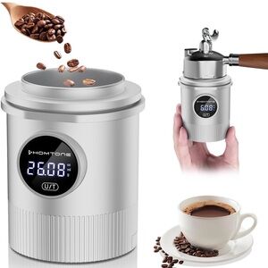 Homtone Silver Stainless Coffee Espresso Dosing Scale Cup USB-C Rechargeable